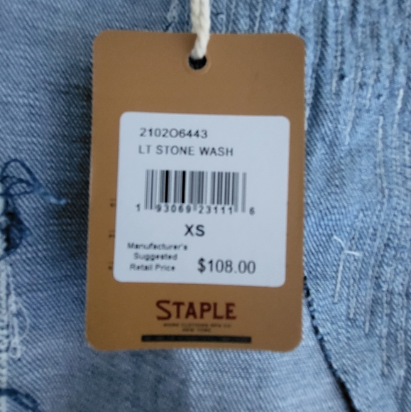 Jeff Staple Splatter Striped Distressed Denim Jean Jacket Unisex XS / W S-M, NWT - Picture 9 of 10